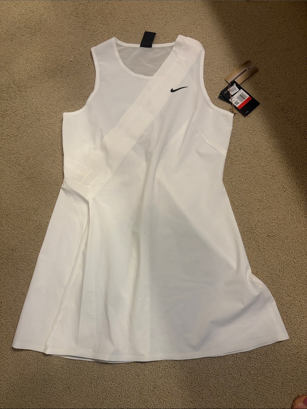 Nike White Sleeveless Tennis Mini Dress with Swoosh